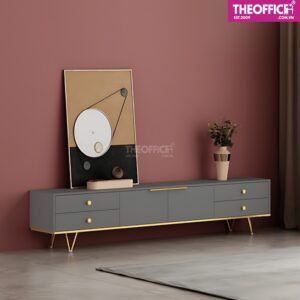 Tủ Kệ Tivi Chân Mạ Crom Vàng Sang Trọng Hiện Đại TO-KTV01