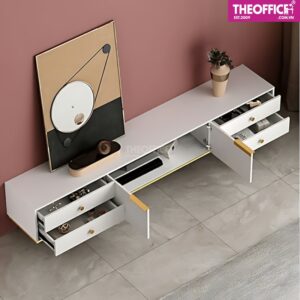 Tủ Kệ Tivi Chân Mạ Crom Vàng Sang Trọng Hiện Đại TO-KTV01