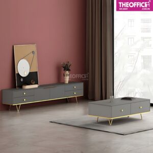Tủ Kệ Tivi Chân Mạ Crom Vàng Sang Trọng Hiện Đại TO-KTV01