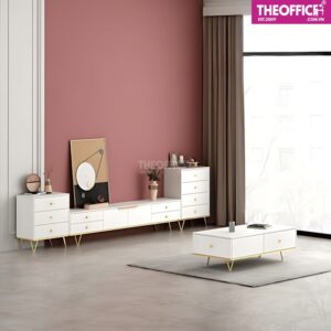 Tủ Kệ Tivi Chân Mạ Crom Vàng Sang Trọng Hiện Đại TO-KTV01